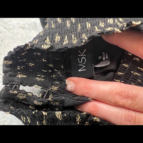 MSK Black Tiered Halter Dress Gold Polka Dots Size Medium - Picture 9 of 9